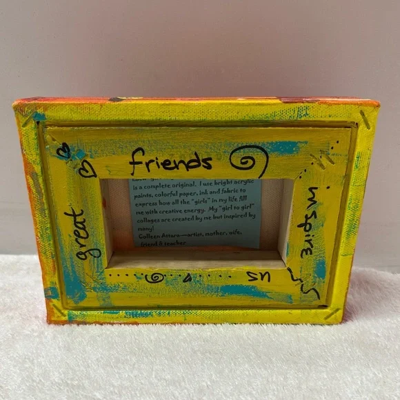 Original “Girl to Girl Mixed Media Collage” Friends Frame by Artist Colleen