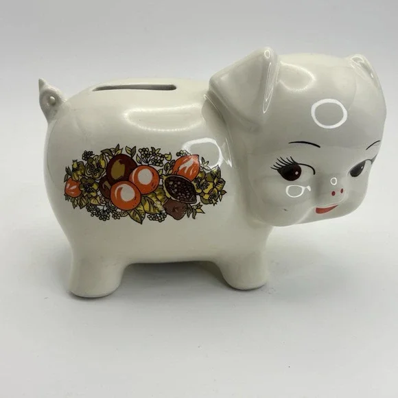Rare Vintage Corning SPICE OF LIFE Pottery Pig Piggy Bank w/o‎ Plug