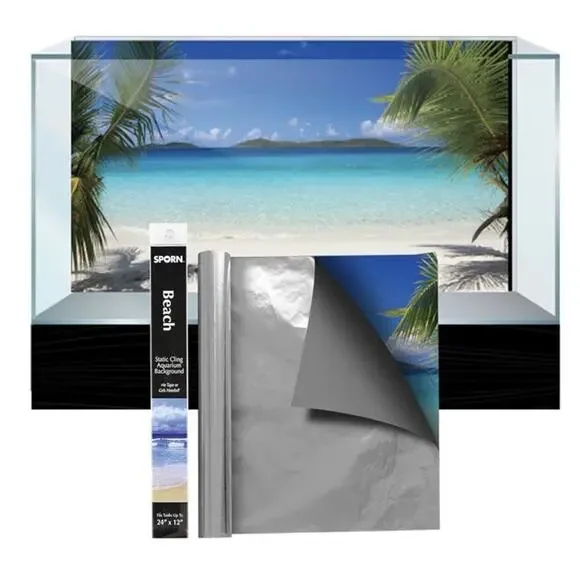 2 Aquatic Creations Aquarium Background Beach Scene 24”x12” 2 for 1