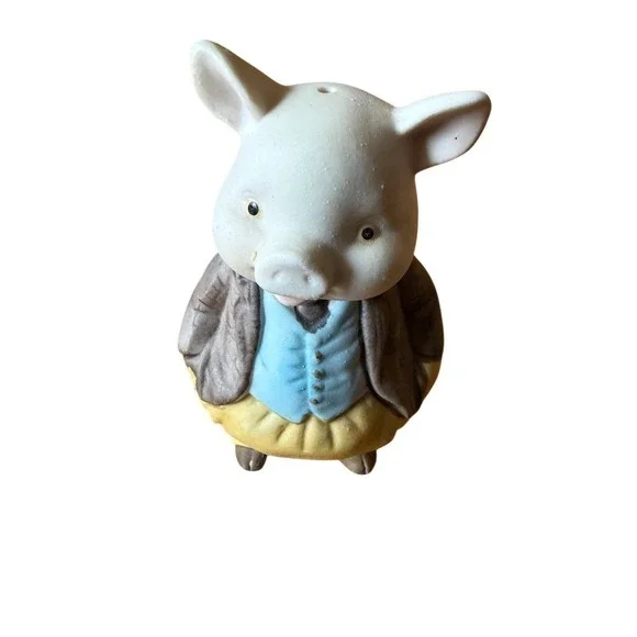 Vintage Fitz‎ & Floyd Pig Figurine Bell Dressed Pig in Vest 4in ceramic farmcore