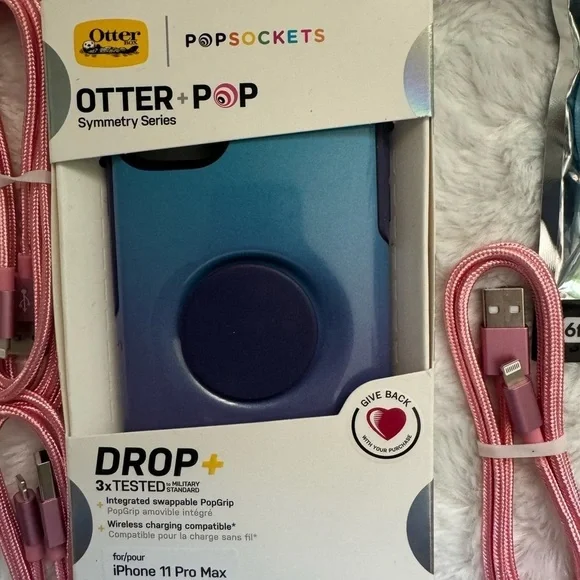 New Otterbox Symmetry Series case and 6 charging cables for a IPhone 11 Pro Max