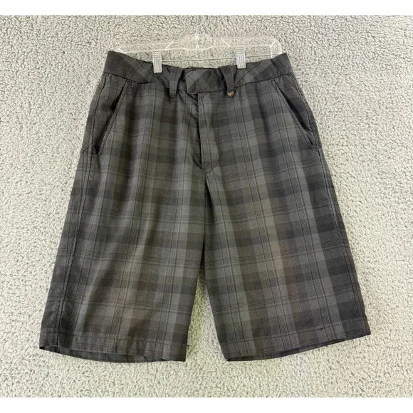 Fox Shorts Mens Size 32 Gray Plaid Flat Front Casual Outdoor Summer 11.5