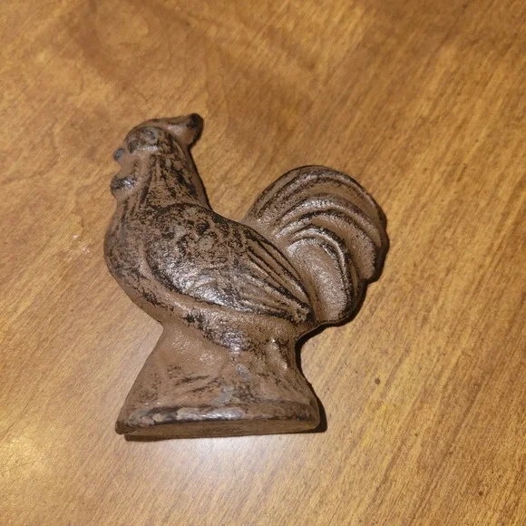 Vintage Cast Iron Rooster Figurine Rustic Farmhouse Decor Brown Chicken...‎