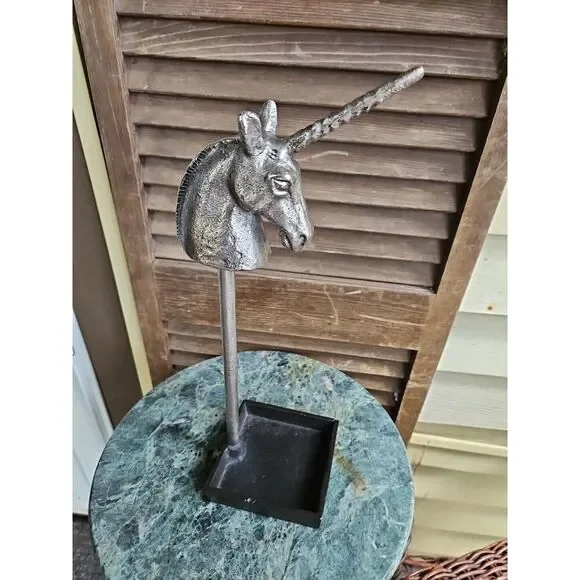 Vintage UNICORN RING HOLDER JEWELRY TRAY‎ Cast Iron Vanity Scrunchie Holder 13