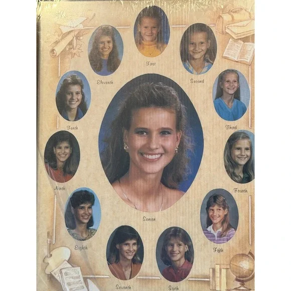 Collage School Picture Wooden Frame 1st - 12th Grade Brown 15x 12‎ Vtg Photo New
