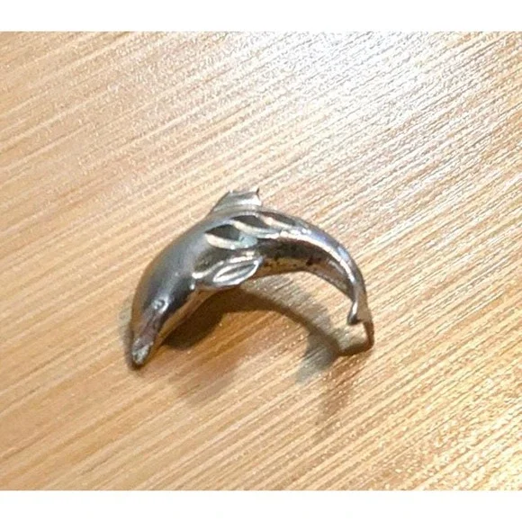 NOS Vintage Sterling Silver 925 Dolphin Pendant Charm 3/4