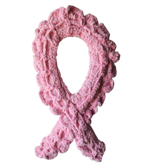 Handmade Crochet Breast Cancer Awareness Ribbon Memorial Tribute Art Door Wreath