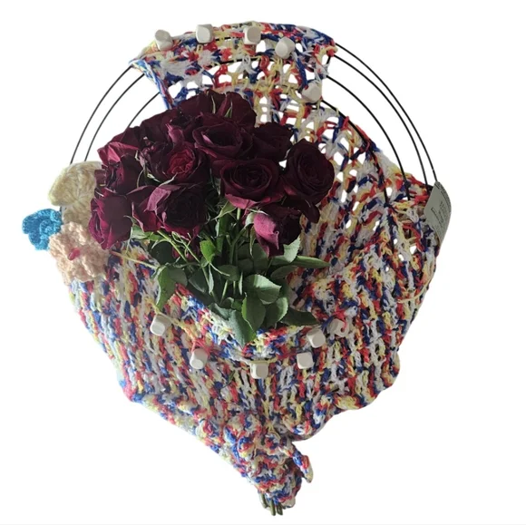 Handmade Crochet Wreath Hanging Planter Wall Decor
