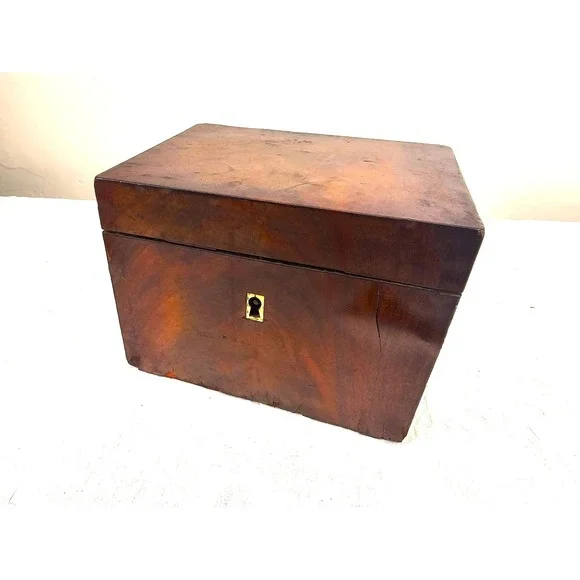 Antique 19thC English Mahogany‎ Tea Caddy