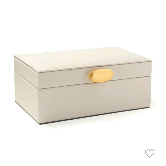 New!Kendra Scott White Jewelry Box with Golden Tone Logo Faux Leather