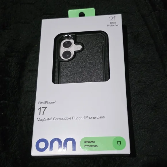 onn MagSafe Compatible Rugged Phone Case for iPhone 17 - Black‎ New In Box