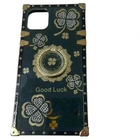 Iphone 11 6.5 Good Luck Irish Phone Case Clover Leaf Green Gold
