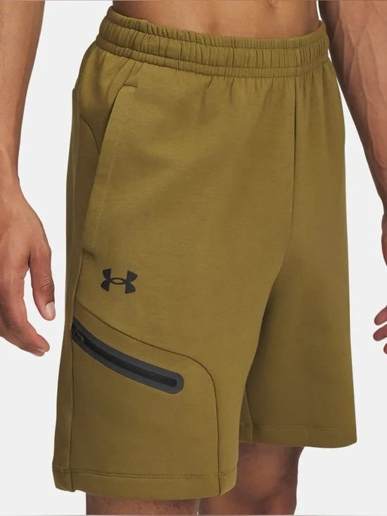 NWT Under Armour Men's Unstoppable Fleece Olive Green Performance Shorts Small
