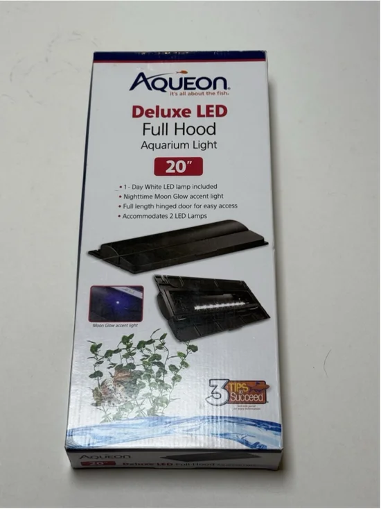 Aqueon LED Deluxe Fish Tank Aquarium Full Hood with LED Light, Black, 20 Inch