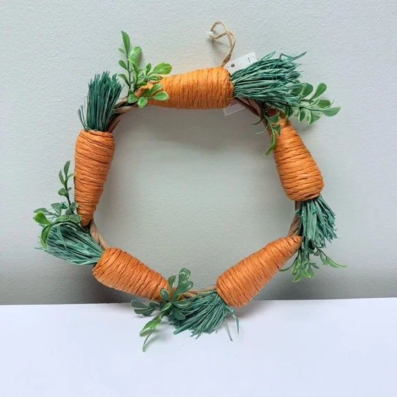 New! Target Bullseye Playground Orange Green Carrot Wreath, 10”, Easter, Spring