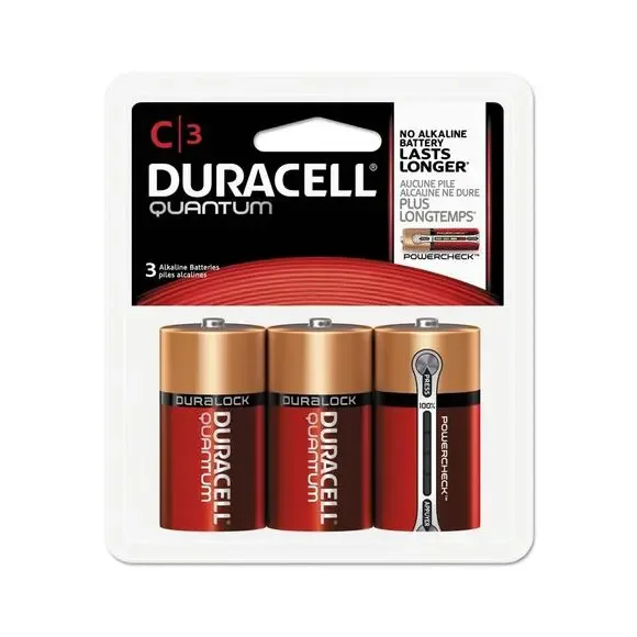 Duracell C QUC3RFP Quantum Alkaline Batteries Duralock Power Preserve Tech. 3 Pk