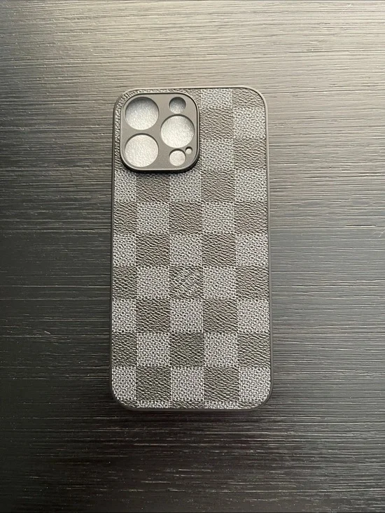 Premium Gray Checkered Smartphone Case - fits iPhone 15 pro max