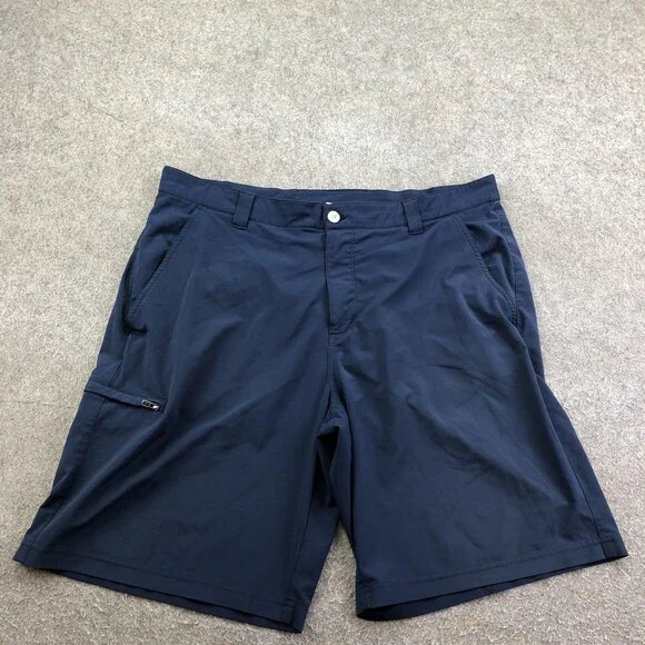 Columbia PFG Shorts Mens 38 Blue Chino Flat Front Zip Pocket 10 Inseam Outdoor