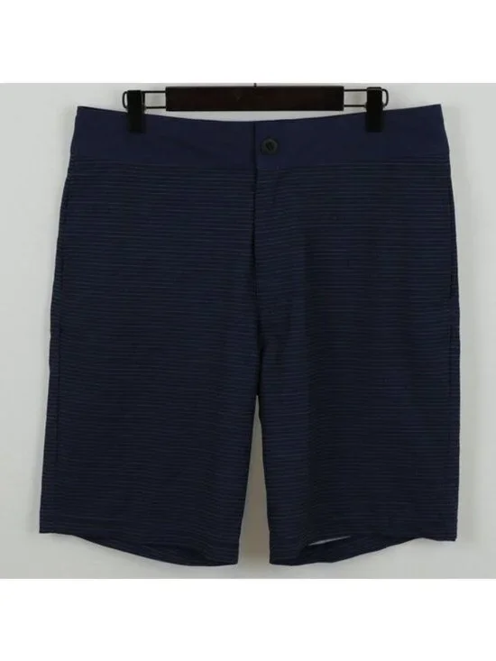 Prana Saxton Men's Size 31 Blue Striped Quick Drying Flat Front Bermuda Shorts