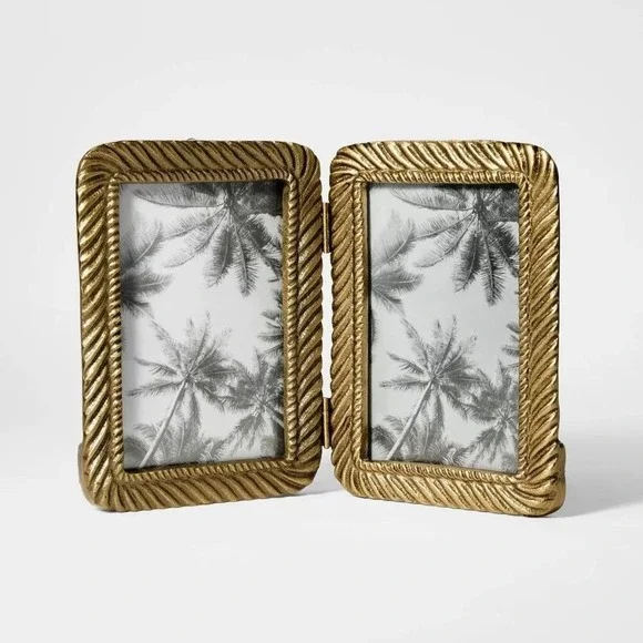 4x6 Metal‎ Rope Folding Picture Frame Brass - Threshold Studio McGee, Target