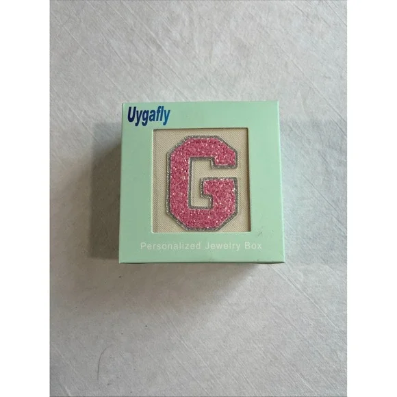 Personalized Jewelry Box Women Girls Pink Glitter Monogram G, Gift Ugafly Trendy