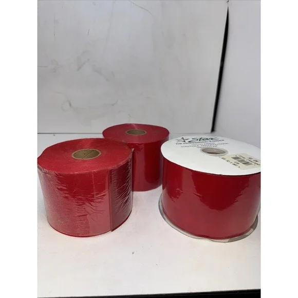 NEW LOT OF 3 UNWIRED VELVET #9 HOLIDAY RED RIBBON 4