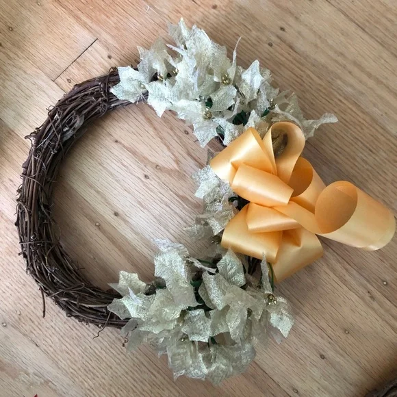 Gold boho chic handmade wreath