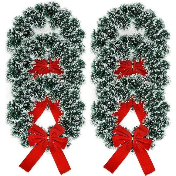 Elegant 9.5-Inch Pine Wreaths with Red Velvet Bow - 6-Pack for Celebration