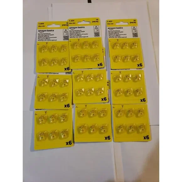 Lot Of 54 Amazon Hearing Aid Size 10 Zinc-Air 6 Pack X9 Batteries 1.45 Volt