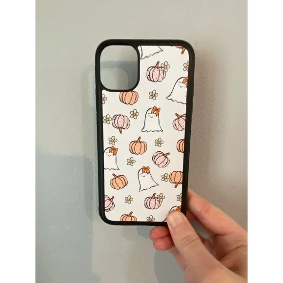 iPhone 11 Phone Case Unisex iPhone 11 White Orange Ghost Pumpkin Halloween Bows