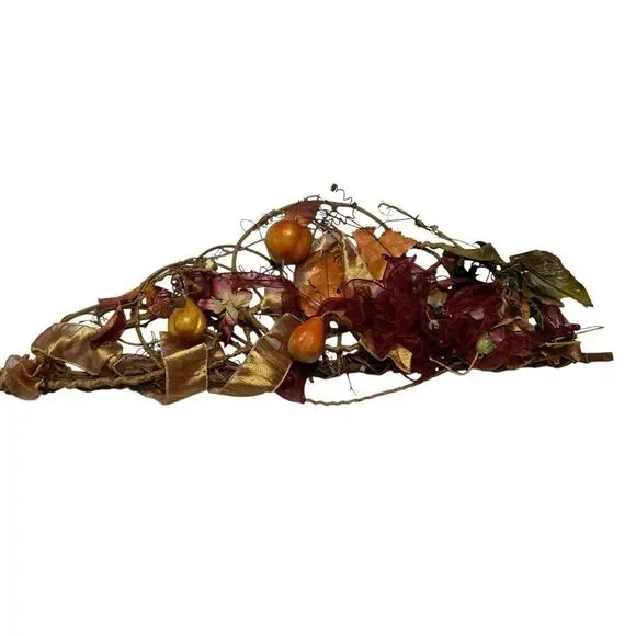 Modern Fall Teardrop Door Decorative Handcrafted Autumnal Twig Ribbon Swag Decor