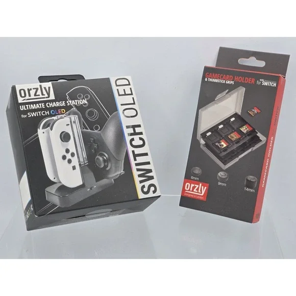 Orzly Ultimate Charging Station For Switch Oled & GAMECARD holder Bundle New
