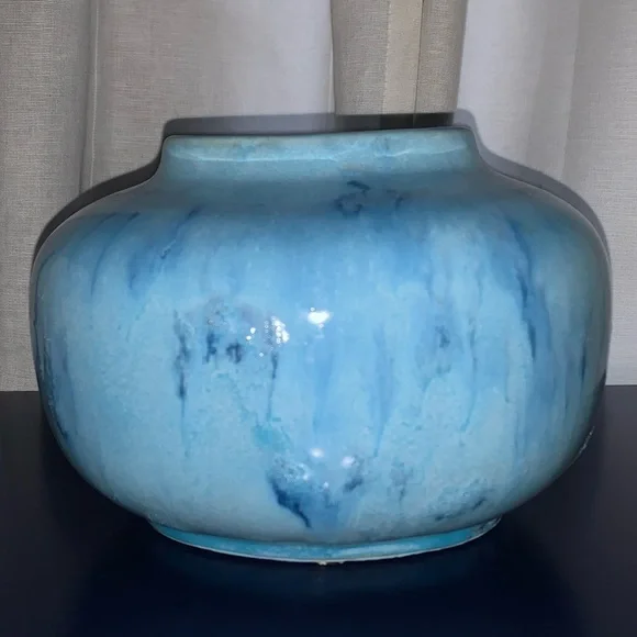 AERIN blue spotted ceramic vase