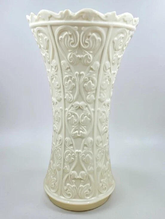 Lenox Wentworth Collection Vase Large Cream Embossed Vines USA Retired Porcelain