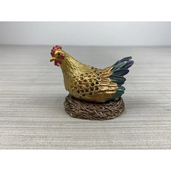 Vintage Rucinni Chicken Hen Trinket Box‎ Jeweled