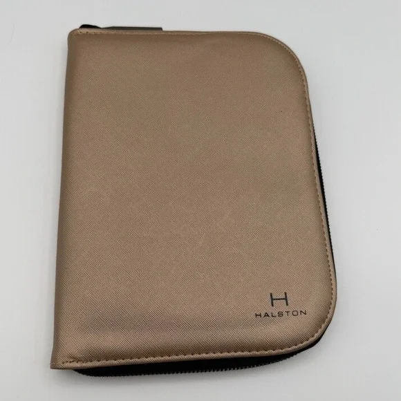 Halston Zip Around Travel Jewelry Organizer Case Faux Leather Storage Portfolio