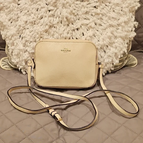 Coach Cream Pebbled Leather Crossbody Bag