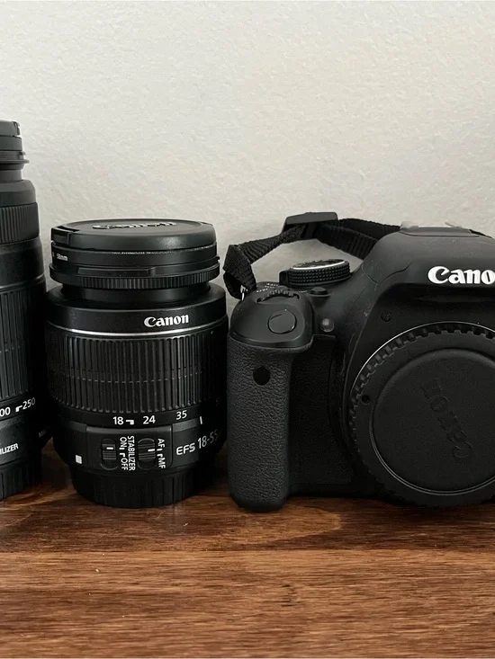 Canon EOS 600D DSLR Camera Body with Two Black Lenses
