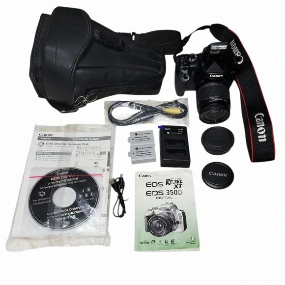 Canon EOS Digital Rebel XT 350D DSLR Camera EF-S 18-55mm Lens Bundle Tested