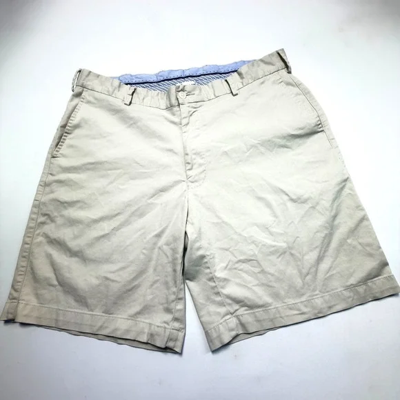 Peter Millar Crown Sport Khaki Golf Shorts Men's 36 Flat Front Classic Fit
