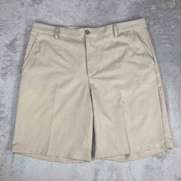 IZOD Golf Classic Mens 36 Beige Shorts Flat‎ Front Casual Active