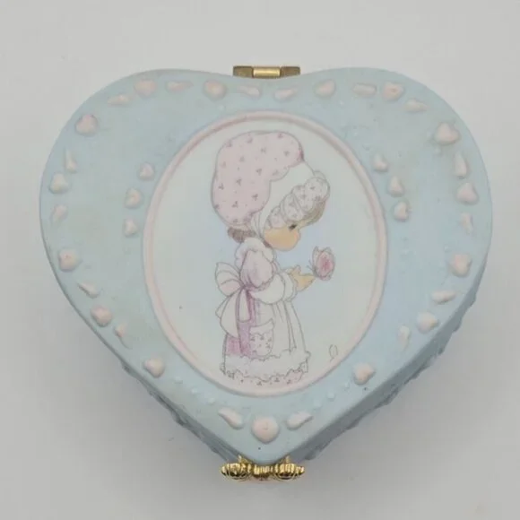 1996 Precious Moments Heart Shape Jewelry / Trinket Box