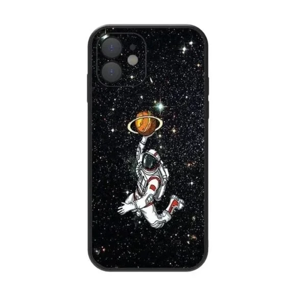 iPhone 13 Case Astronaut Space Basketball Black Stars Dunking Apple Design