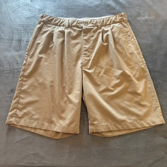 Reebok Golf Men Shorts 38 Tan Pleated Performance Stretch Pockets Casual Activr
