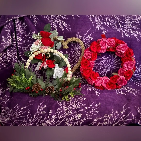 Christmas , valentines Red Berry / Pinecone Wreaths