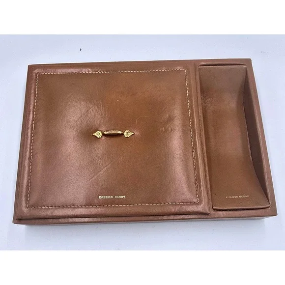 Vintage Patent Leather Dresser Caddy‎ Organizer Tray Change Scoop Jewelry Valet