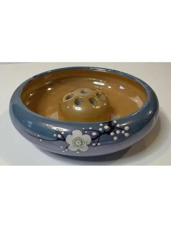 Vintage Japanese Ikebana Flower Arranging Bowl with Removable Flower Frog