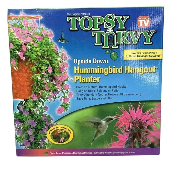 Topsy Turvy Tomato Hummingbird Hangout Flower Planter Upside Down Vertical Grow