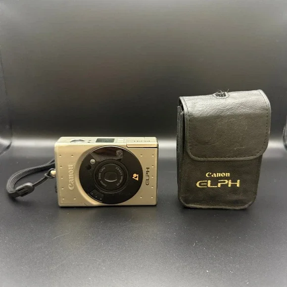 Canon ELPH 24-48mm Zoom Lens APS Film Camera Champagne Gold with Case