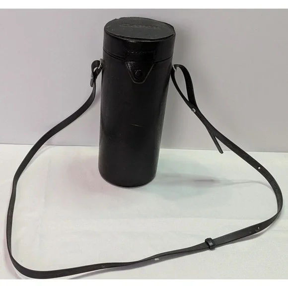 Canon Lens Case Unisex OS Black Good Vintage Leather Hard Shell Japan Strap